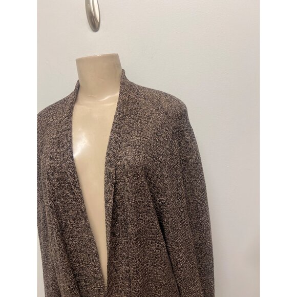 Brown Open Front Knit Cardigan Sweater Womens Lightweight Drape Long Sleeve Sz 2 - Picture 4 of 9
